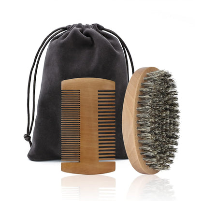 Beard Brush & Dual Beard Comb Set for Men