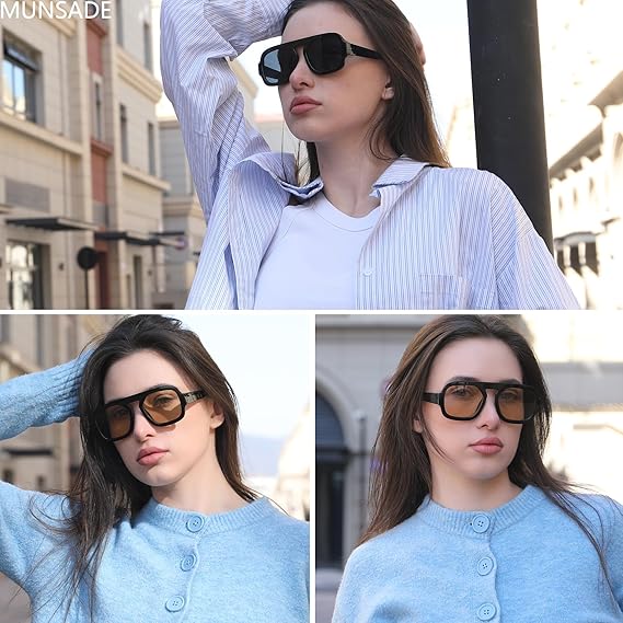 Trendy Square Aviator Sunglasses for Women