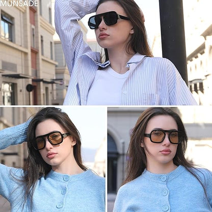 Trendy Square Aviator Sunglasses for Women