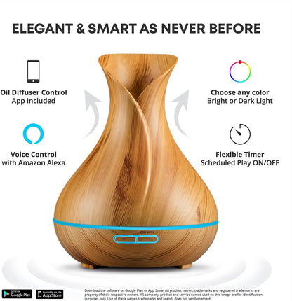 Sierra Modern Smart WiFi Wireless Essential Oil Aromatherapy Diffuser