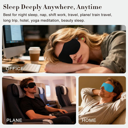 PrettyCare 3D Sleep Mask 2 Pack (Blue and Black)