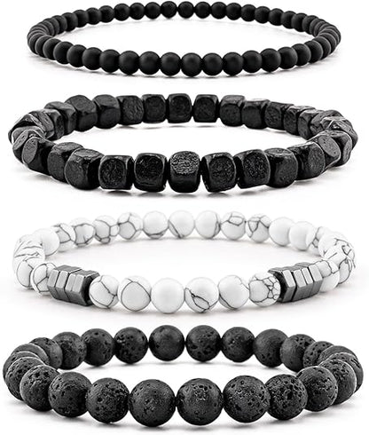 Men’s Bracelet Set Multi Tiger Eye/Matte Agate/Lava Rock