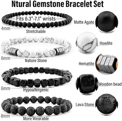 Men’s Bracelet Set Multi Tiger Eye/Matte Agate/Lava Rock